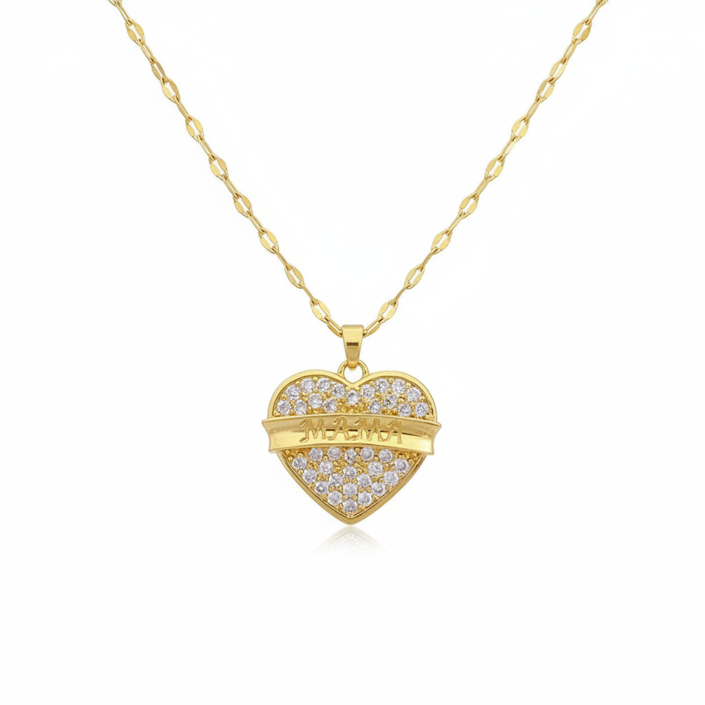 Collar Corazón Circonita Dorado