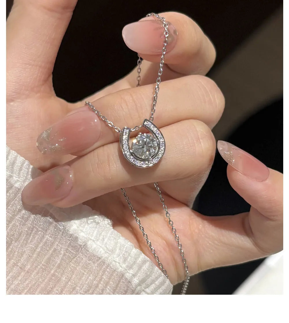 Collar Herradura Moissanita | Plata 925
