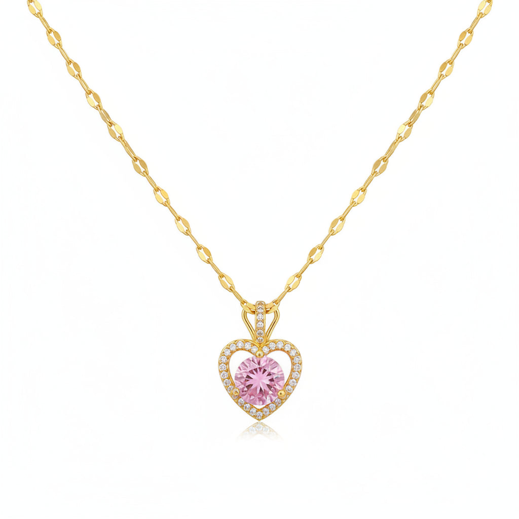 Collar Corazón Circonita Dorado