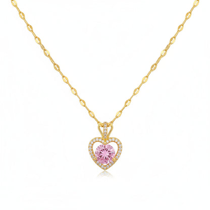 Collar Corazón Circonita Dorado