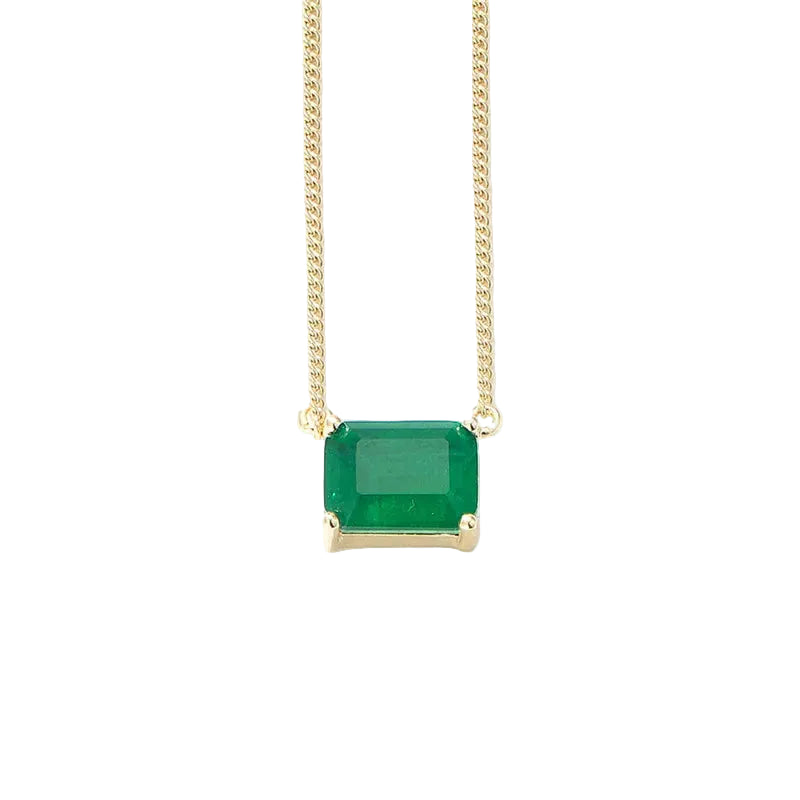 Collar Circón Verde Cuadrado | Plata 925