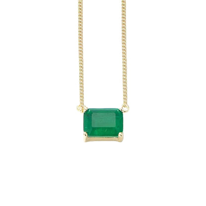 Collar Circón Verde Cuadrado | Plata 925