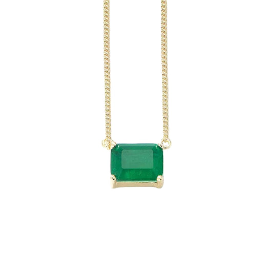 Collar Circón Verde Cuadrado | Plata 925