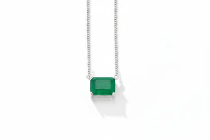 Collar Circón Verde Cuadrado | Plata 925
