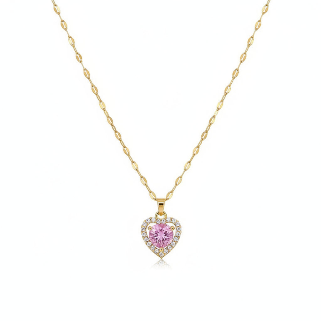 Collar Corazón Circonita Dorado