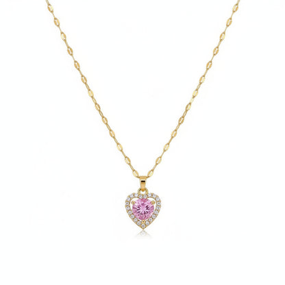 Collar Corazón Circonita Dorado