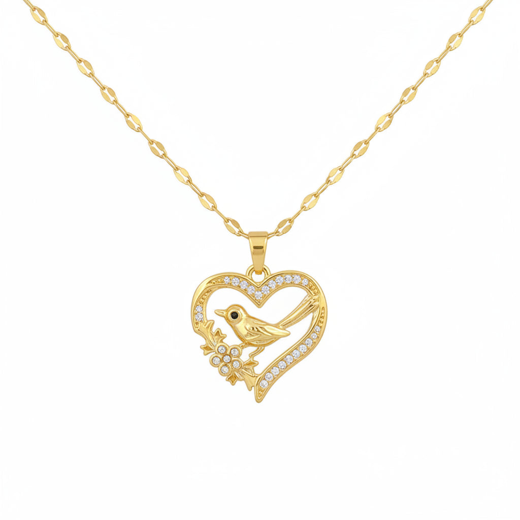 Collar Corazón Circonita Dorado