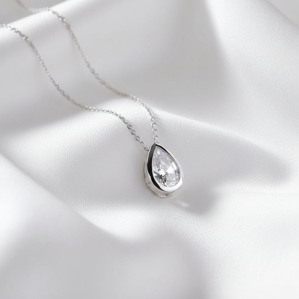 Collar Gota Moissanita | Plata 925 GRA