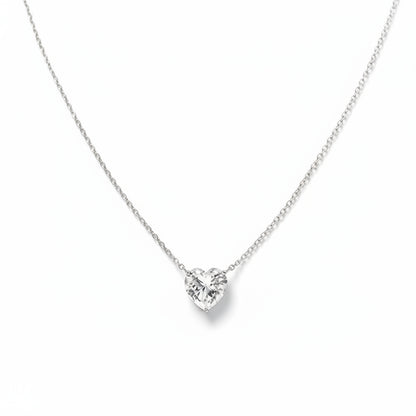 Collar Corazón Piedra Blanca | Plata 925