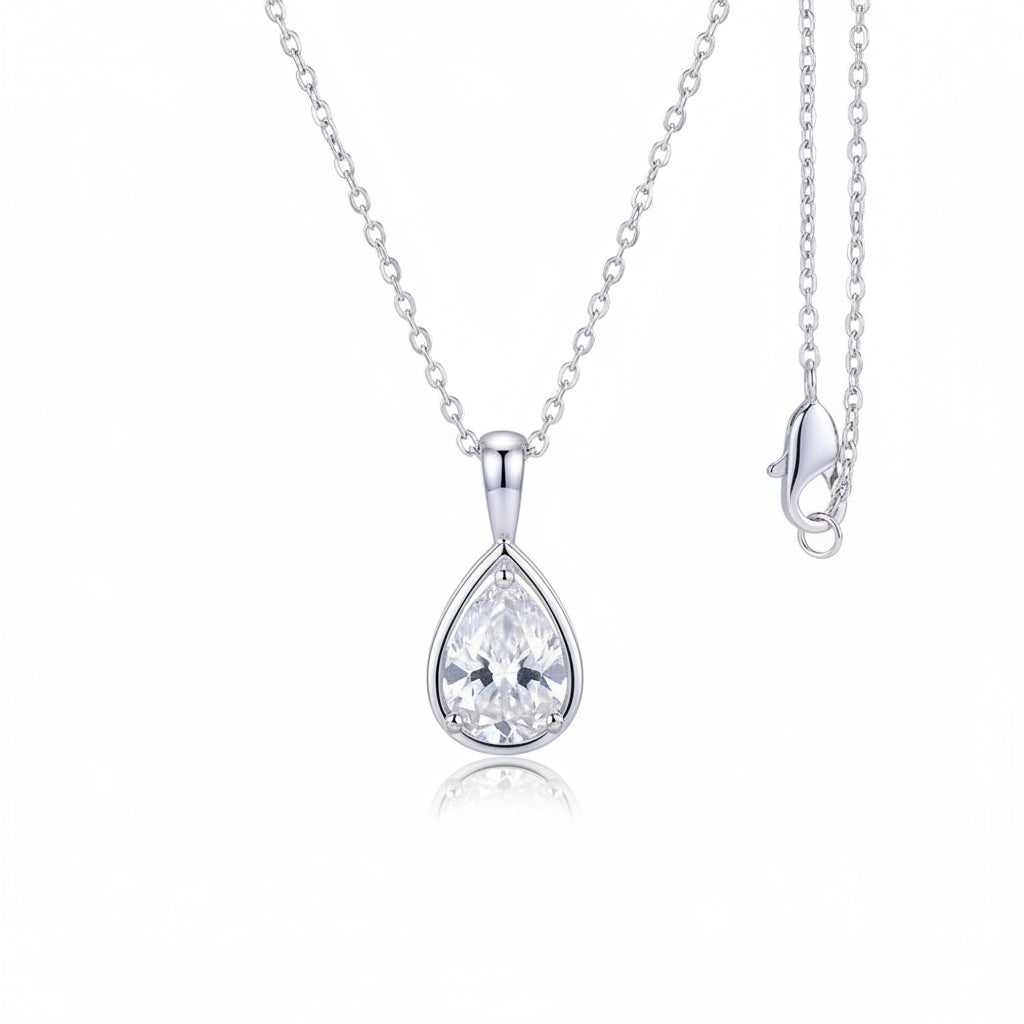Collar Gota Moissanita | Plata 925 GRA