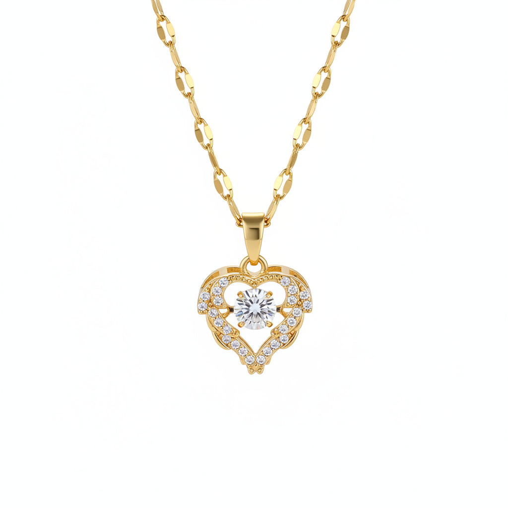 Collar Corazón Circonita Dorado