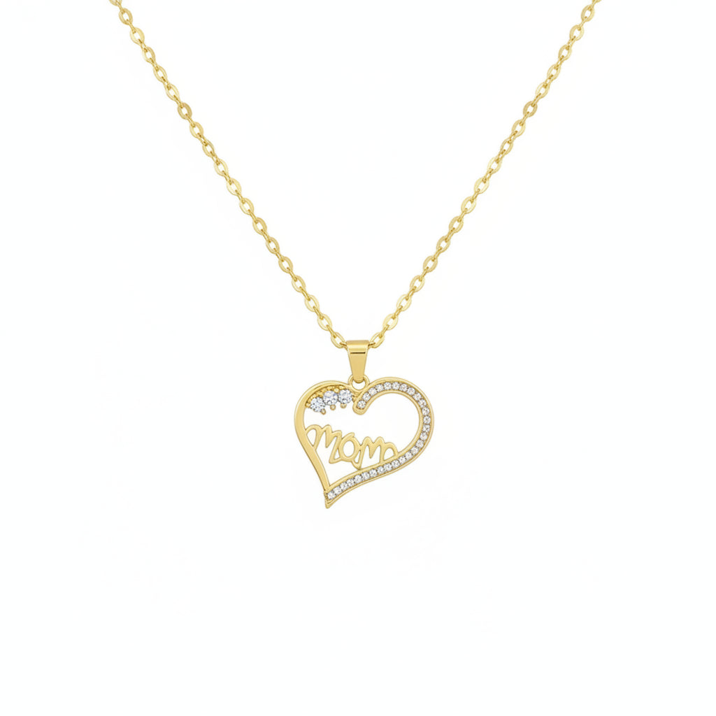 Collar Corazón Circonita Dorado