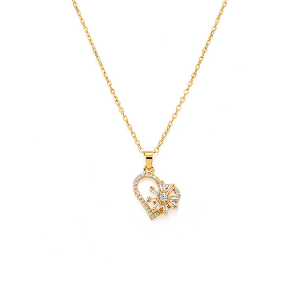 Collar Corazón Circonita Dorado