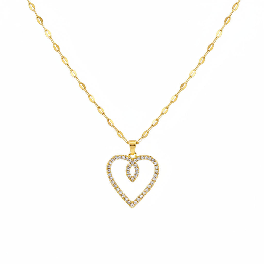 Collar Corazón Circonita Dorado