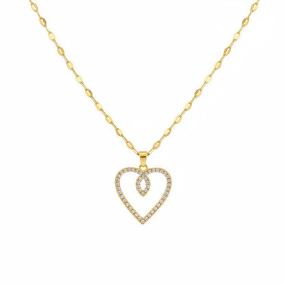 Collar Corazón Circonita Dorado