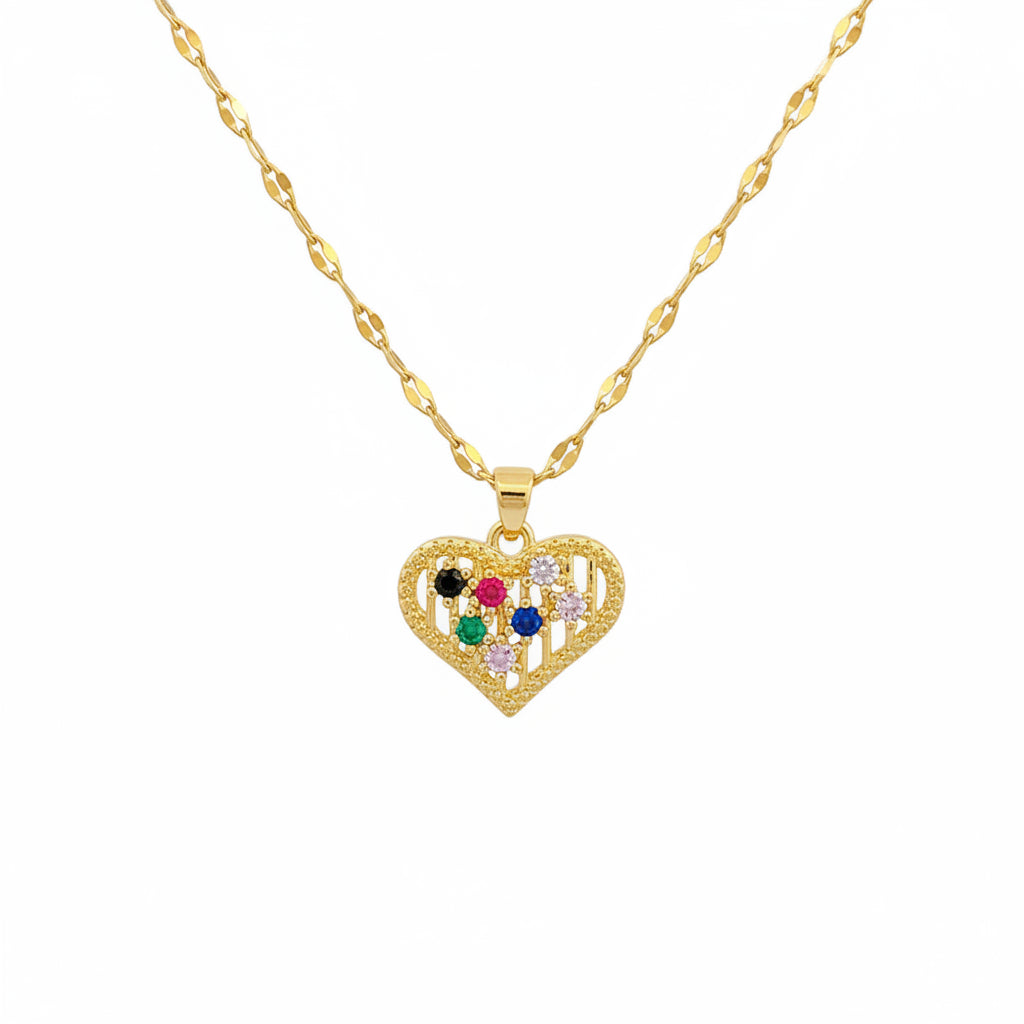 Collar Corazón Circonita Dorado