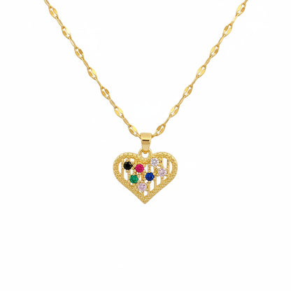 Collar Corazón Circonita Dorado