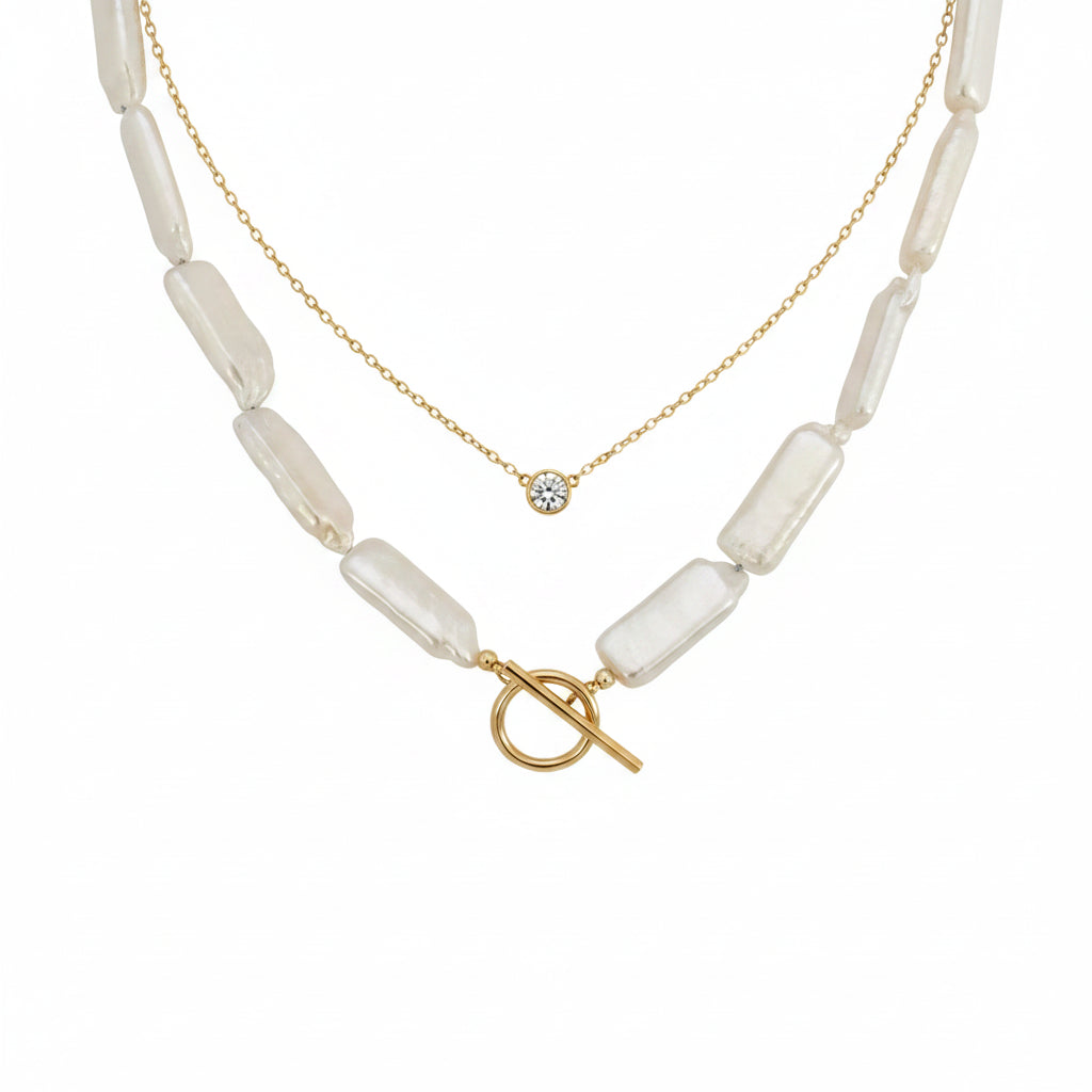 Collar Perla Corazón Colgante