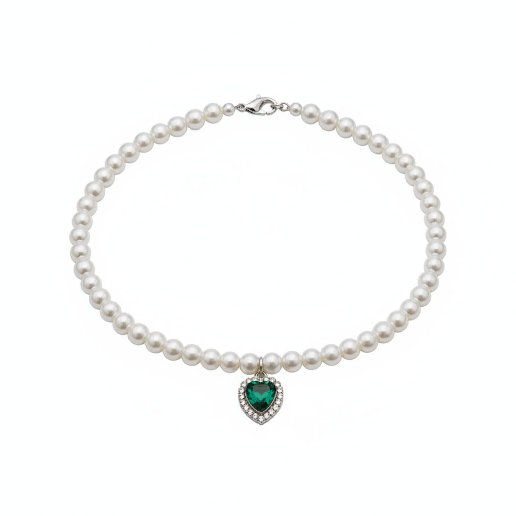 Collar Perla Corazón Colgante