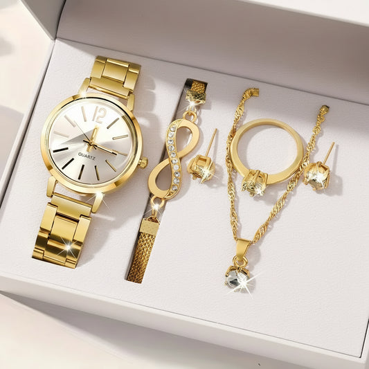 Set 6 Piezas Reloj de Cuarzo con Pulsera Infinito