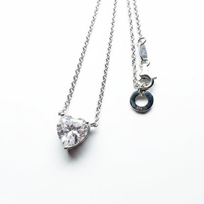 Collar Corazón Piedra Blanca | Plata 925