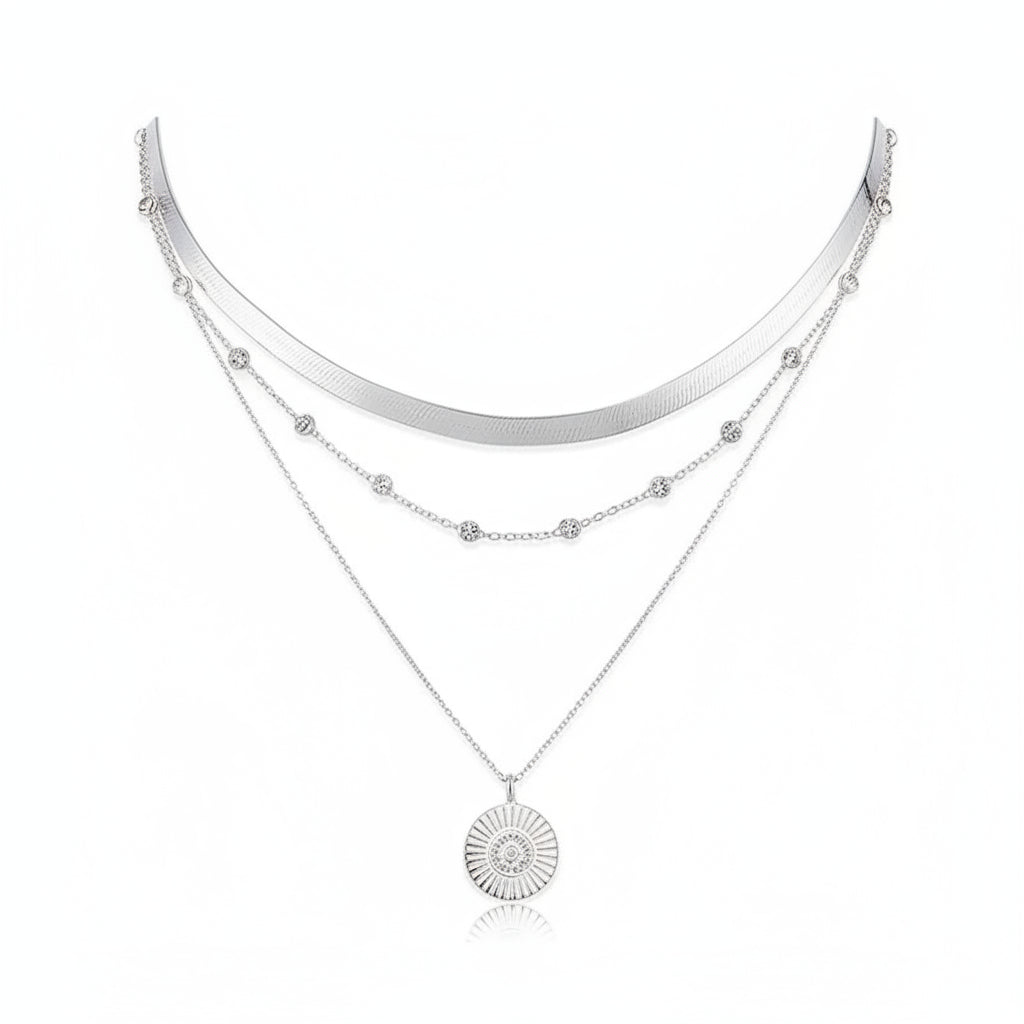 Collar Triple Capa Circonita | Dorado