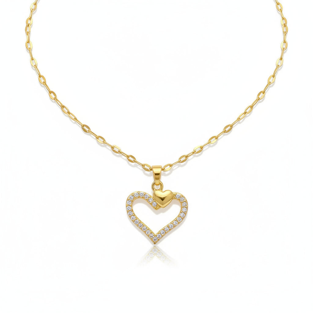Collar Corazón Circonita Dorado