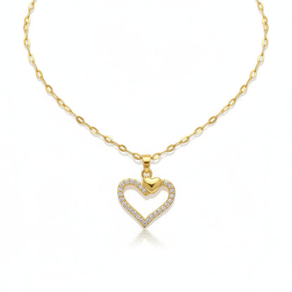 Collar Corazón Circonita Dorado