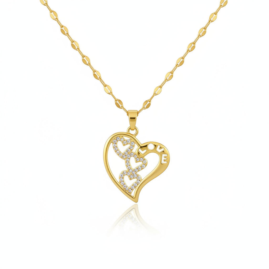 Collar Corazón Circonita Dorado