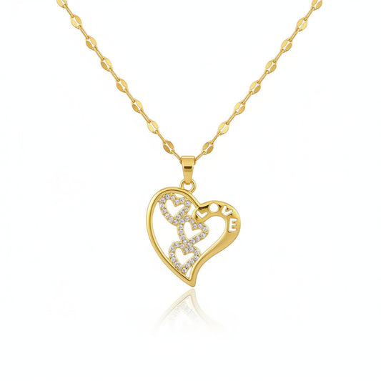 Collar Corazón Circonita Dorado