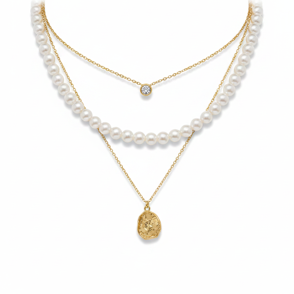 Collar Perla Corazón Colgante