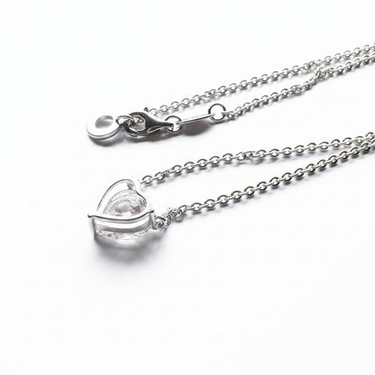 Collar Corazón Piedra Blanca | Plata 925