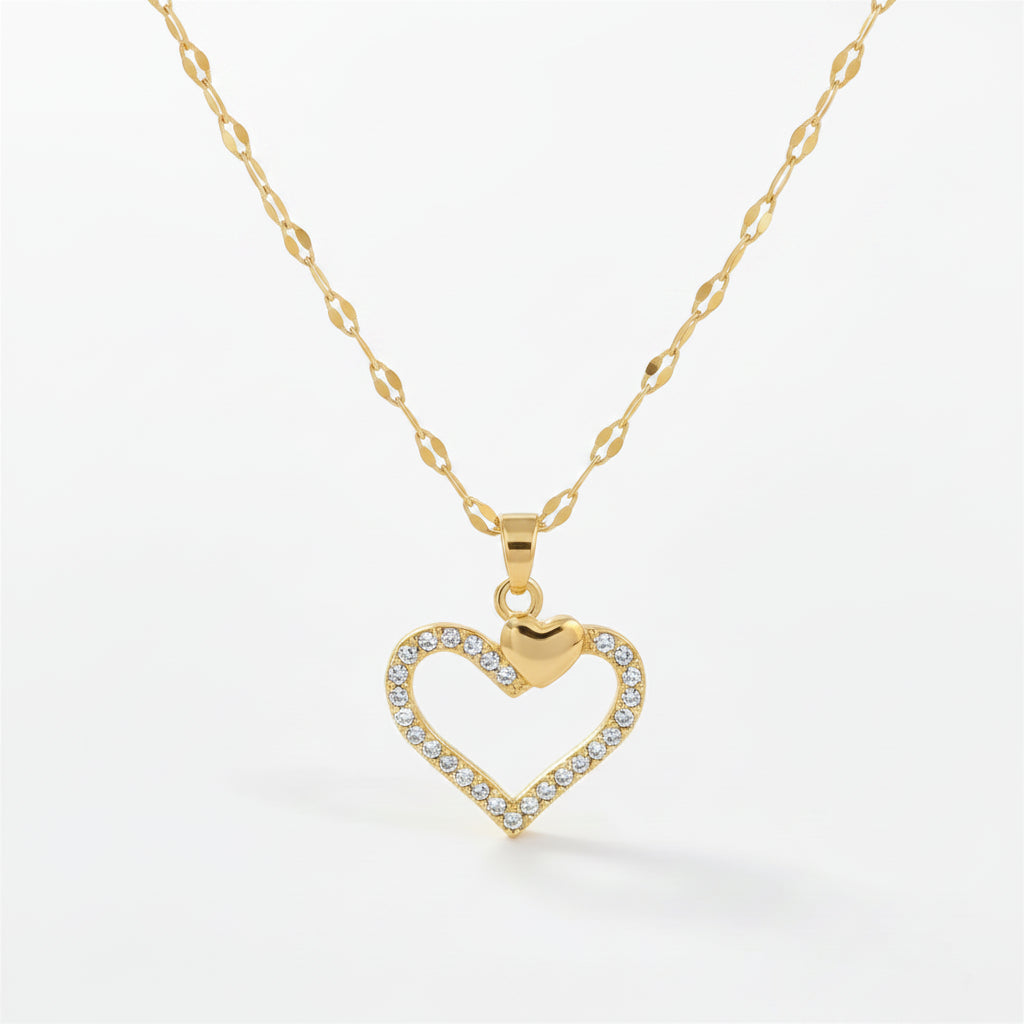 Collar Corazón Circonita Dorado