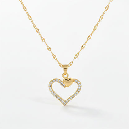 Collar Corazón Circonita Dorado