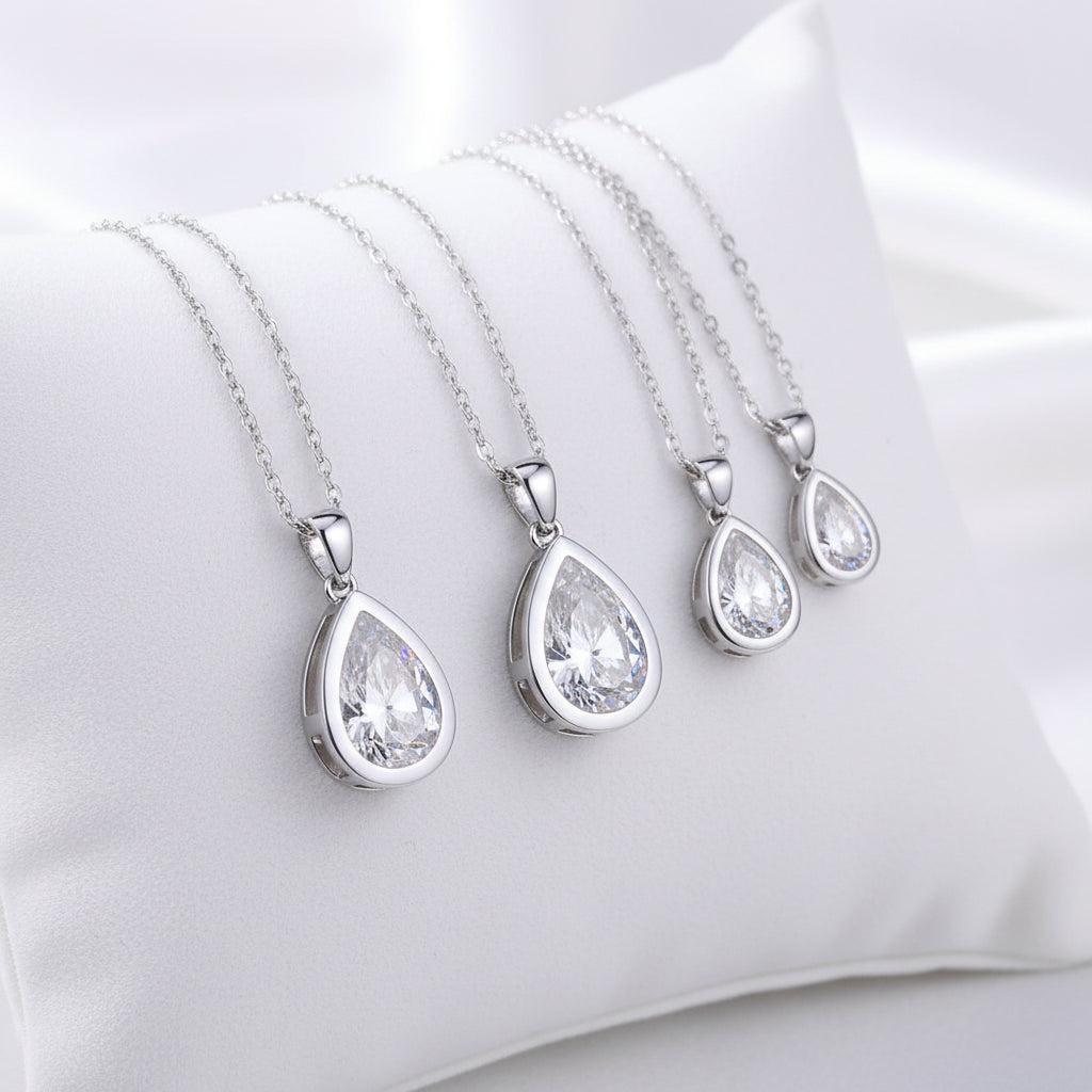 Collar Gota Moissanita | Plata 925 GRA