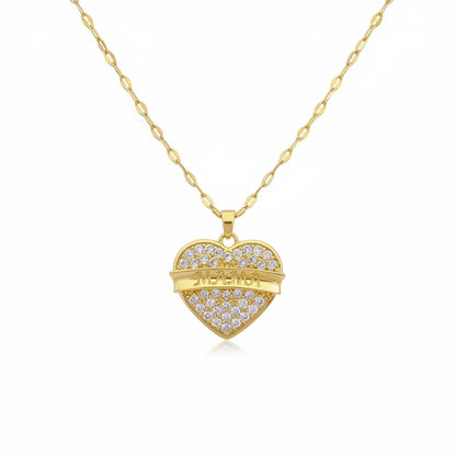 Collar Corazón Circonita Dorado
