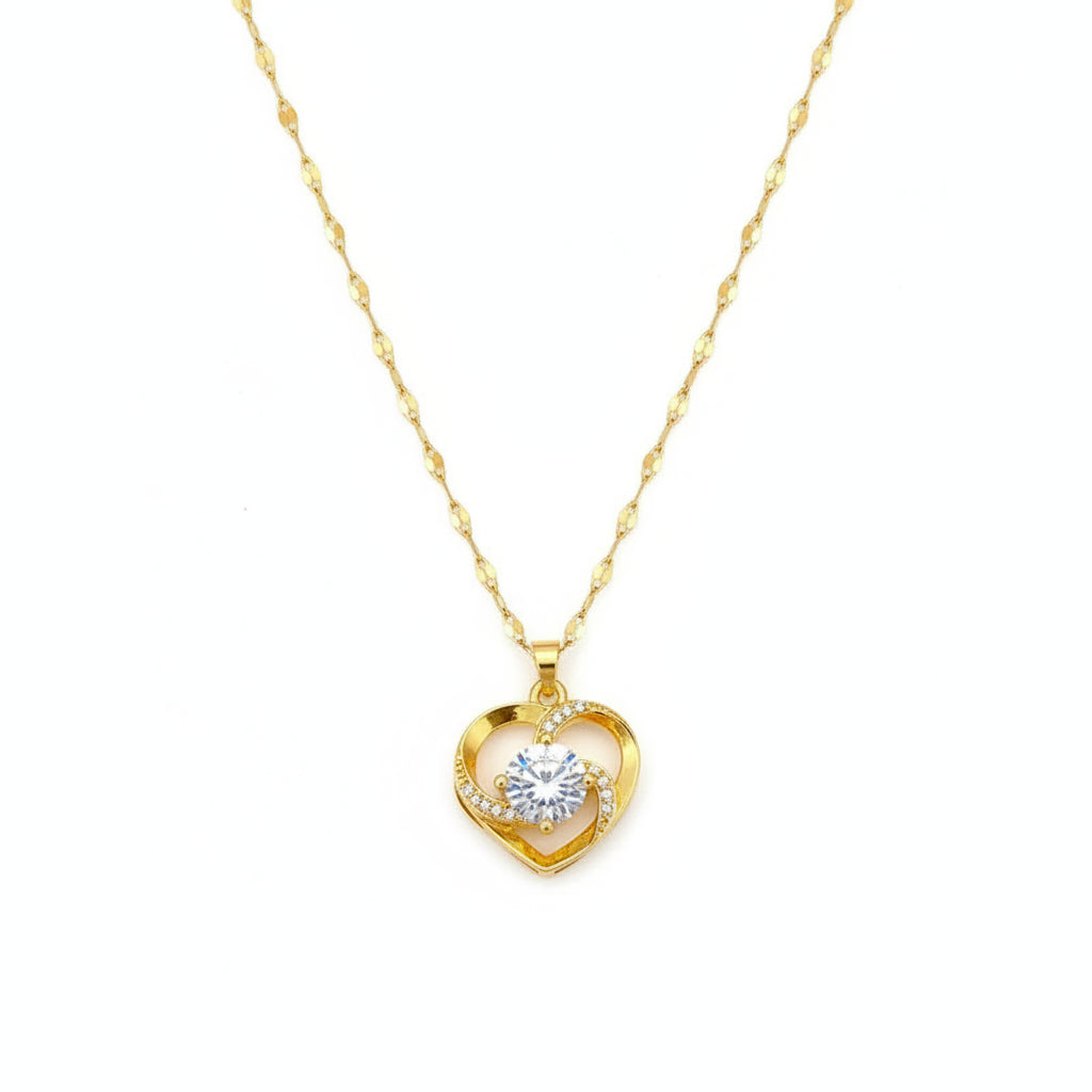 Collar Corazón Circonita | Acero