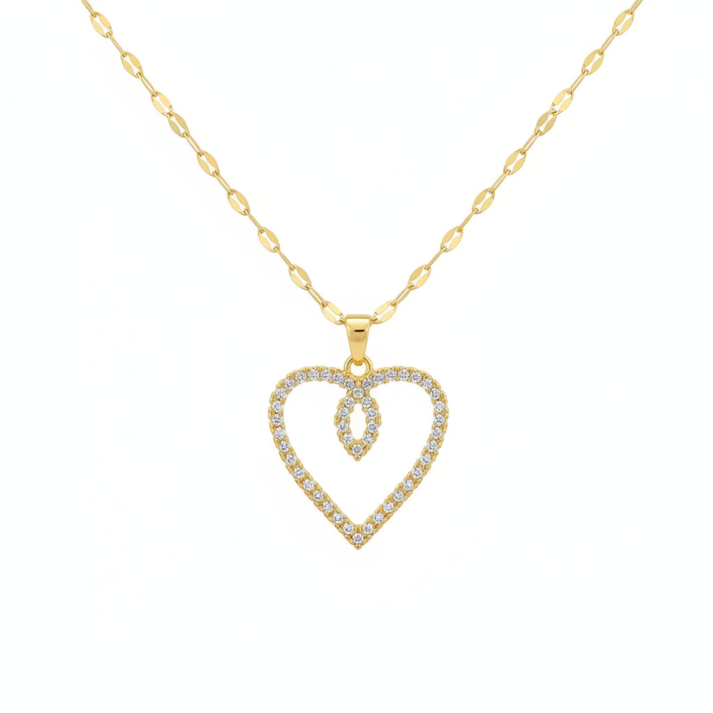 Collar Corazón Circonita Dorado