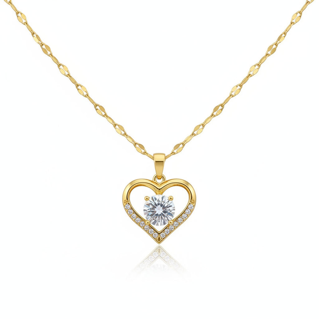 Collar Corazón Circonita Dorado