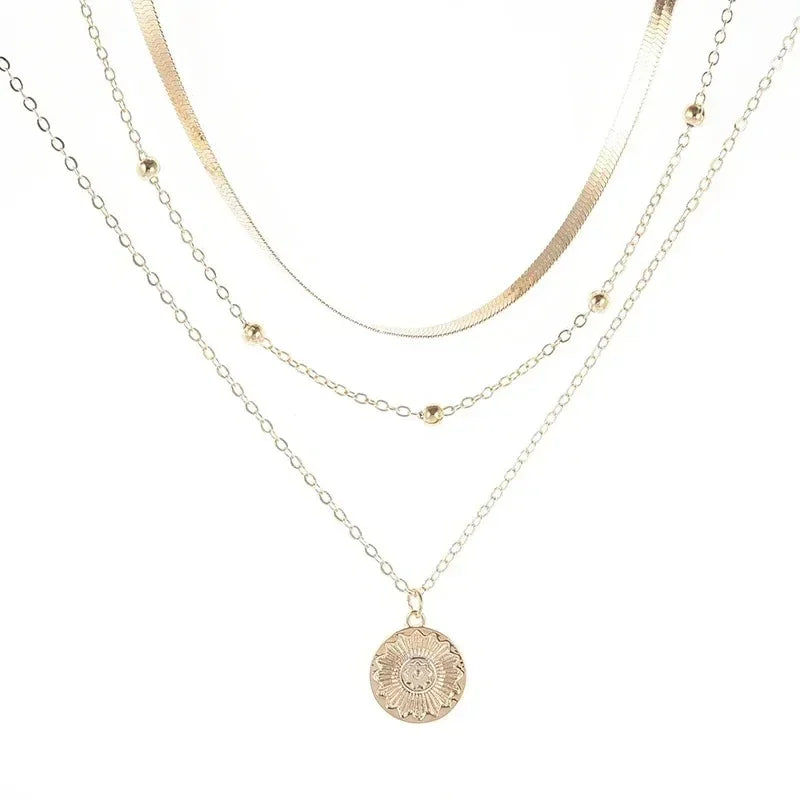 Collar Triple Capa Circonita | Dorado