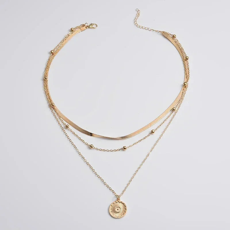 Collar Triple Capa Circonita | Dorado