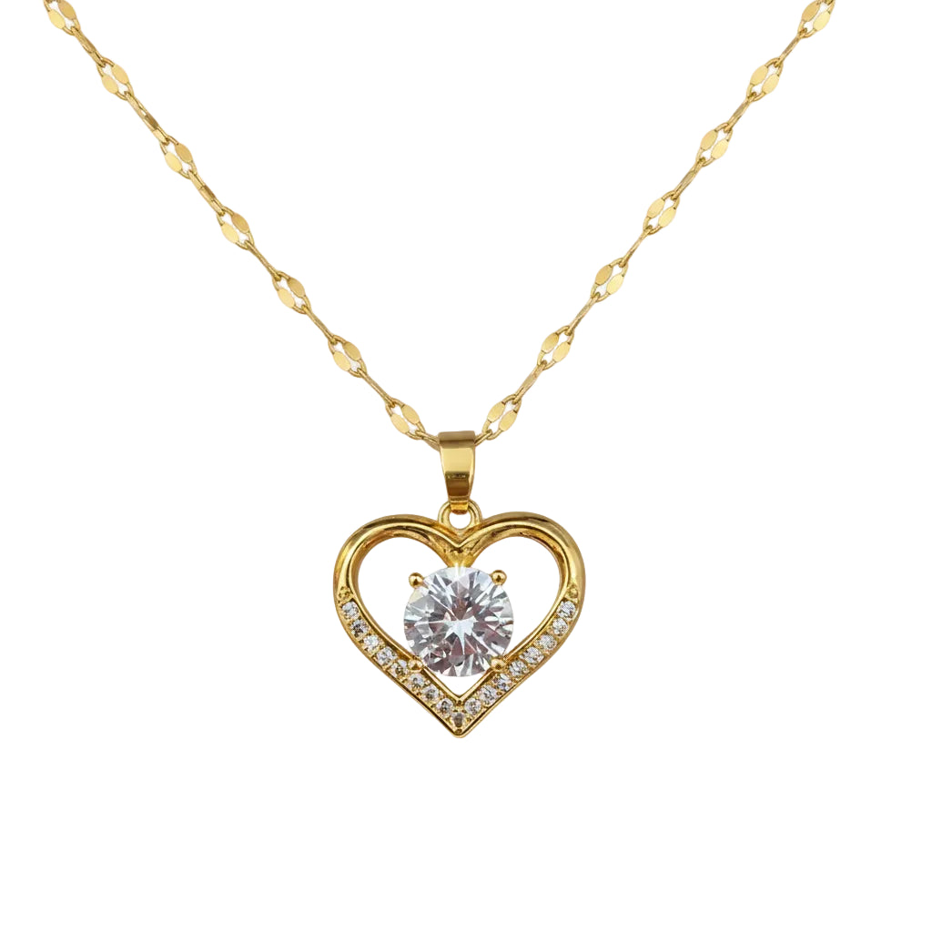 Collar Corazón Circonita Dorado