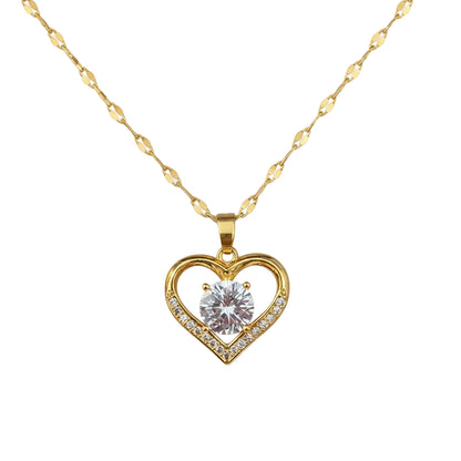 Collar Corazón Circonita Dorado