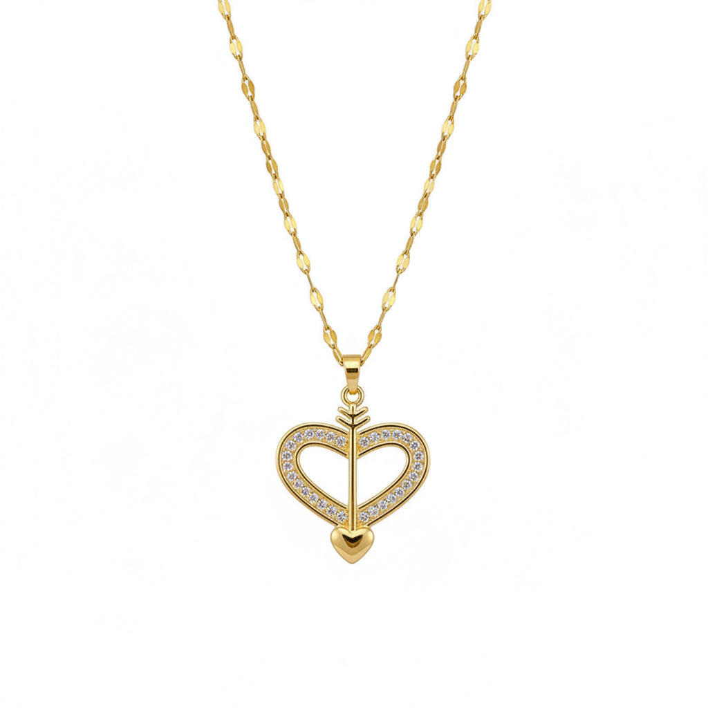 Collar Corazón Circonita Dorado