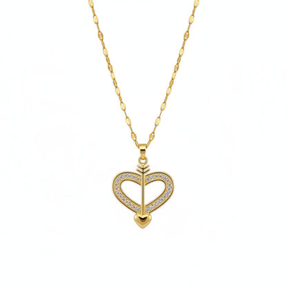 Collar Corazón Circonita Dorado